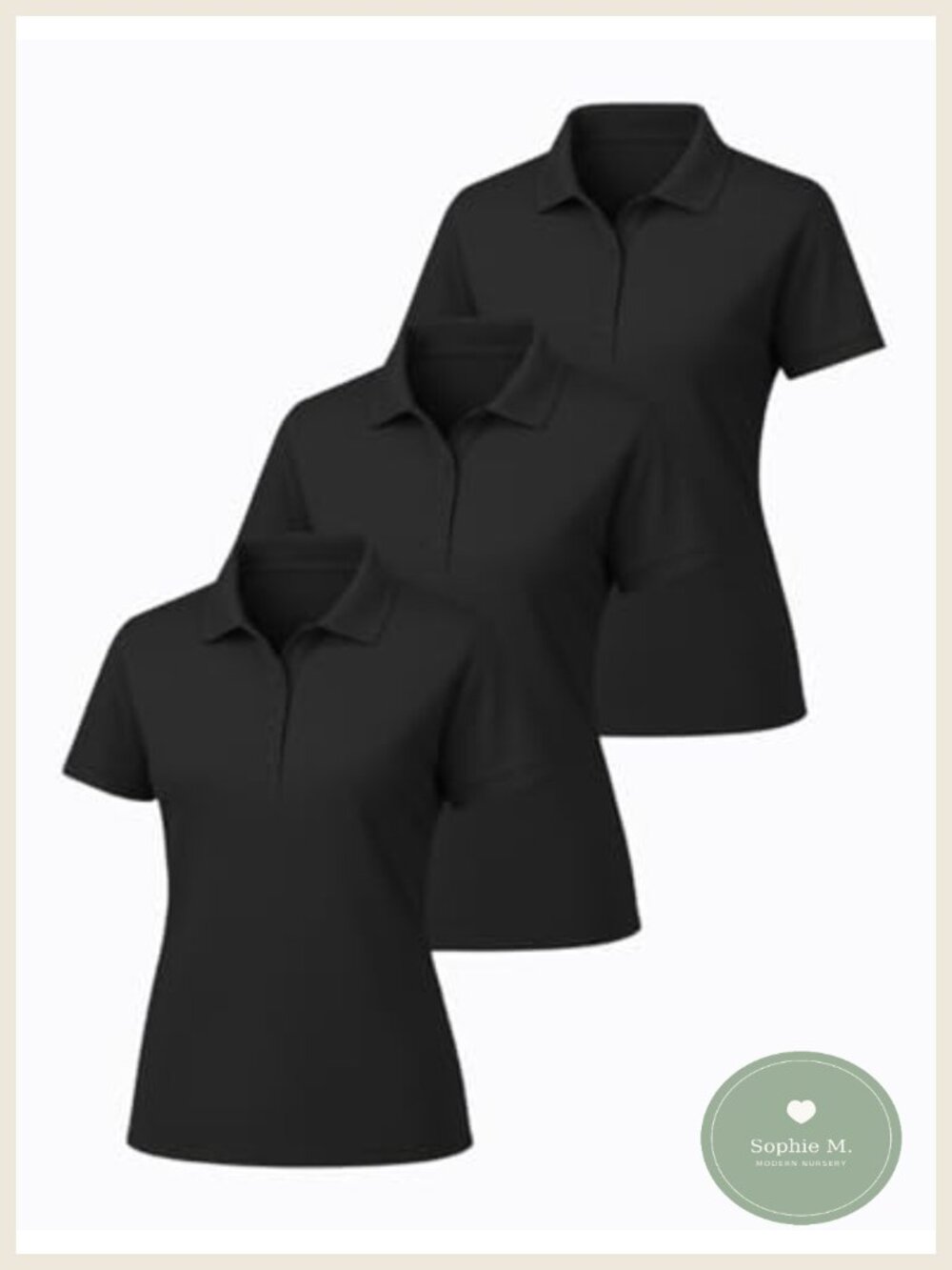 Pack of 3 Women's Pique Knit Polo Shirts Short Sleeve 4-Button Golf Tops